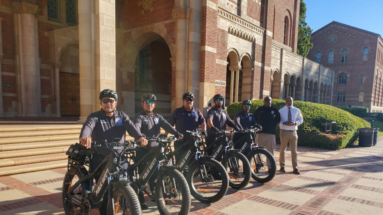 Police offers with their electric bikes